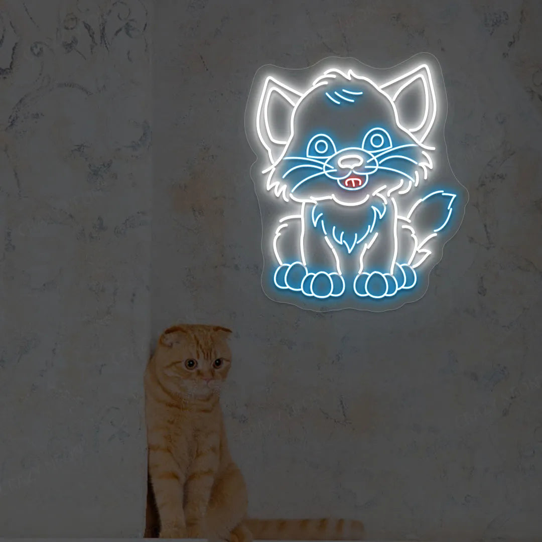 Playful Cat Neon Sign | Iceblue