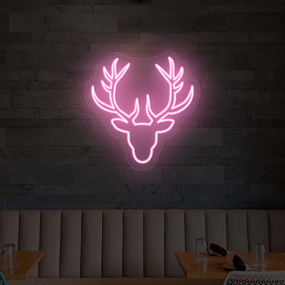 Reindeer Christmas Neon Sign | Pink