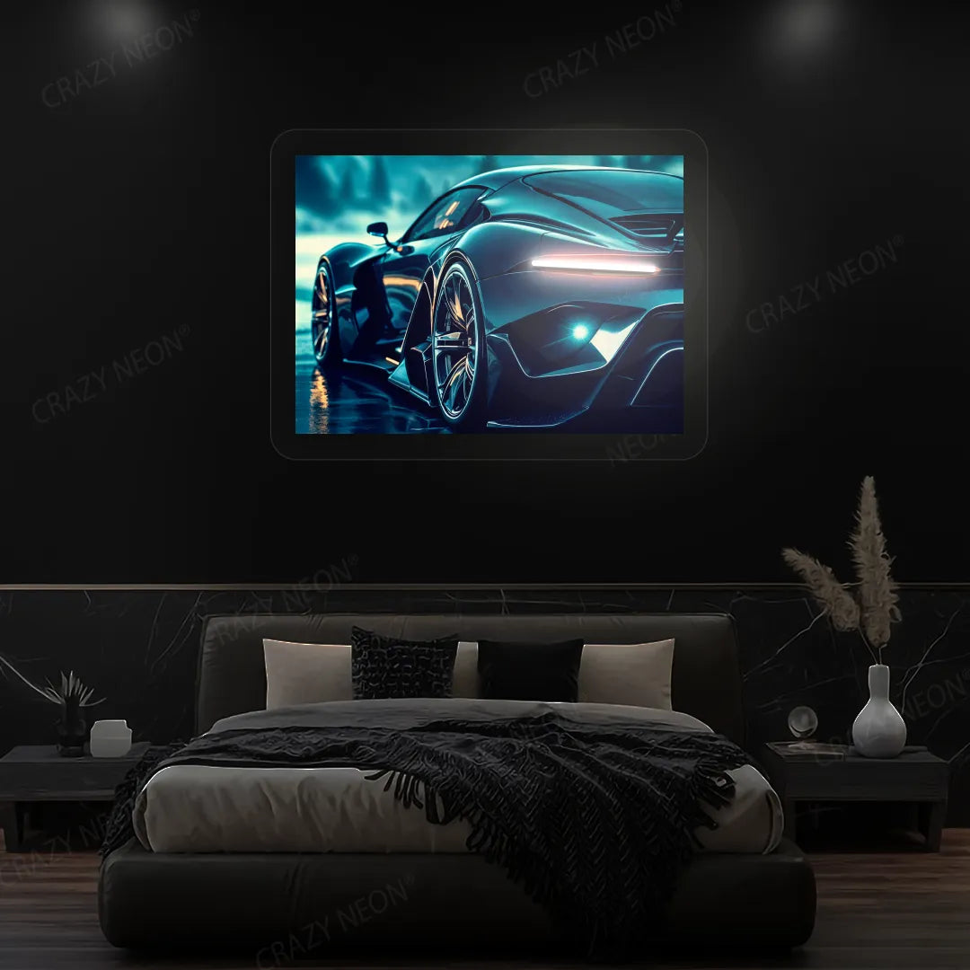 HyperSports Car Backlight Neon Artwork | White