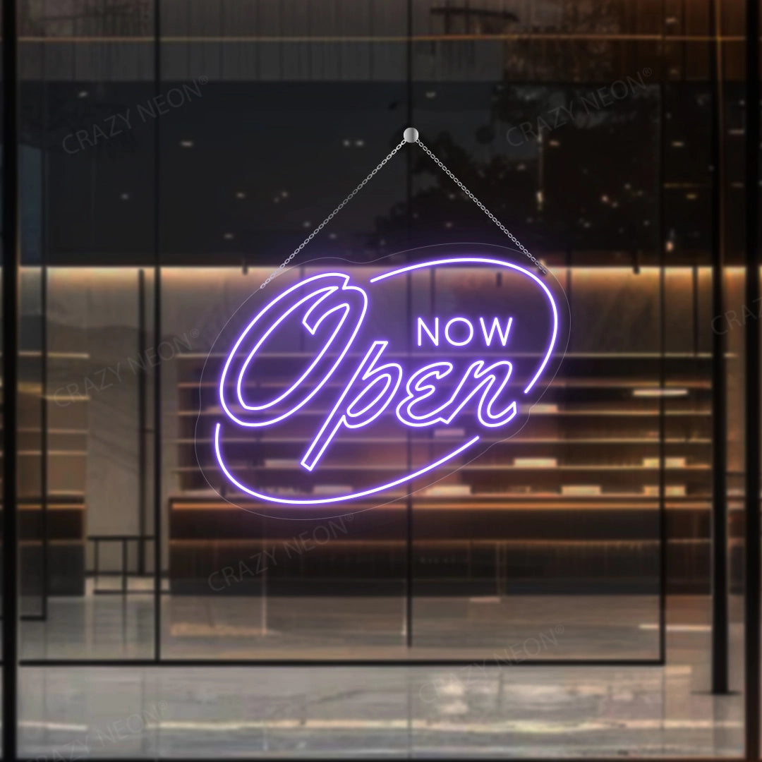 Now Open Neon Sign | Purple