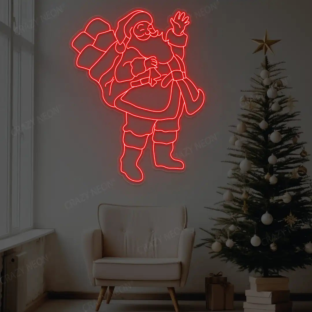 Waving Santa Neon Sign | Red