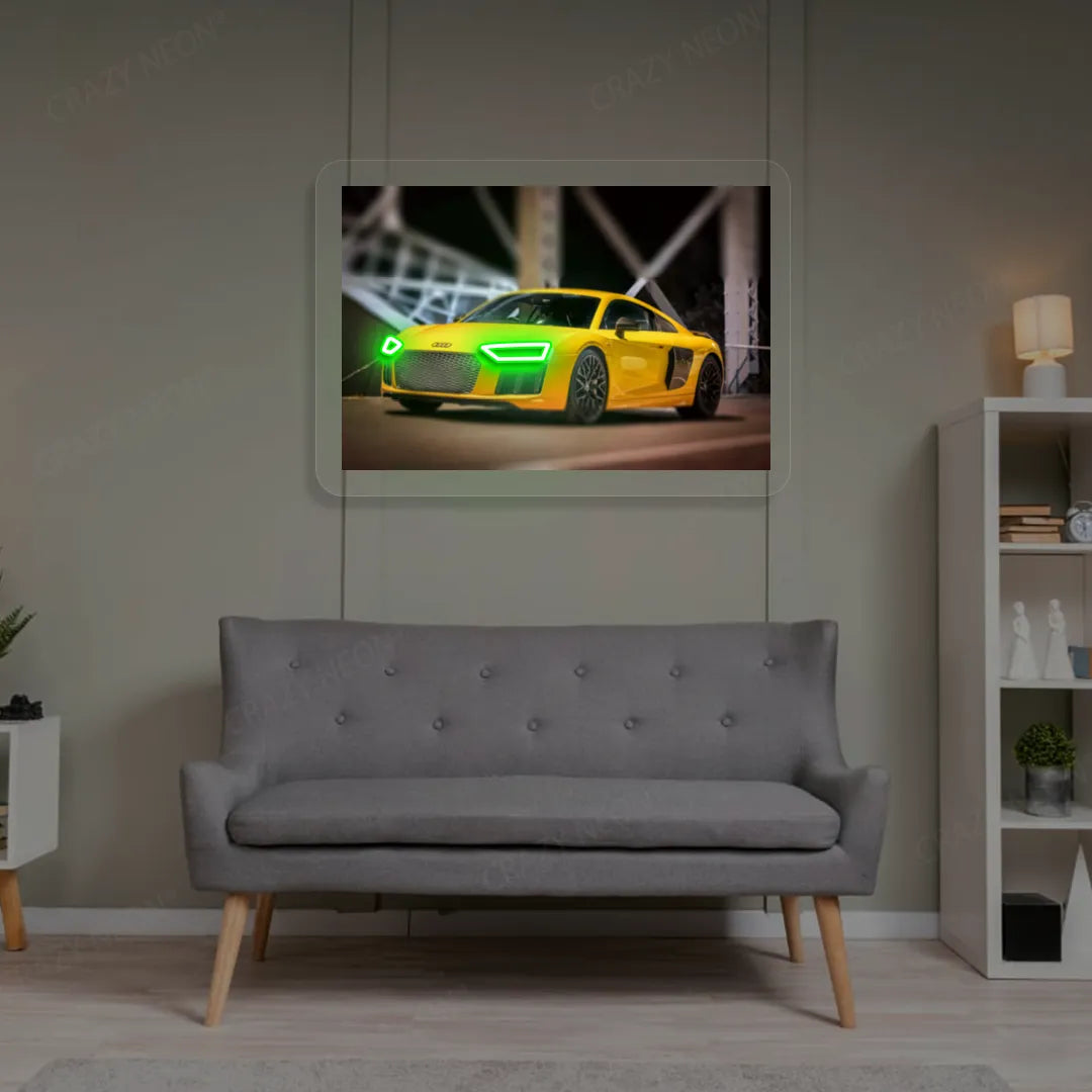 Yellow R8 Headlight Neon Artwork | Green