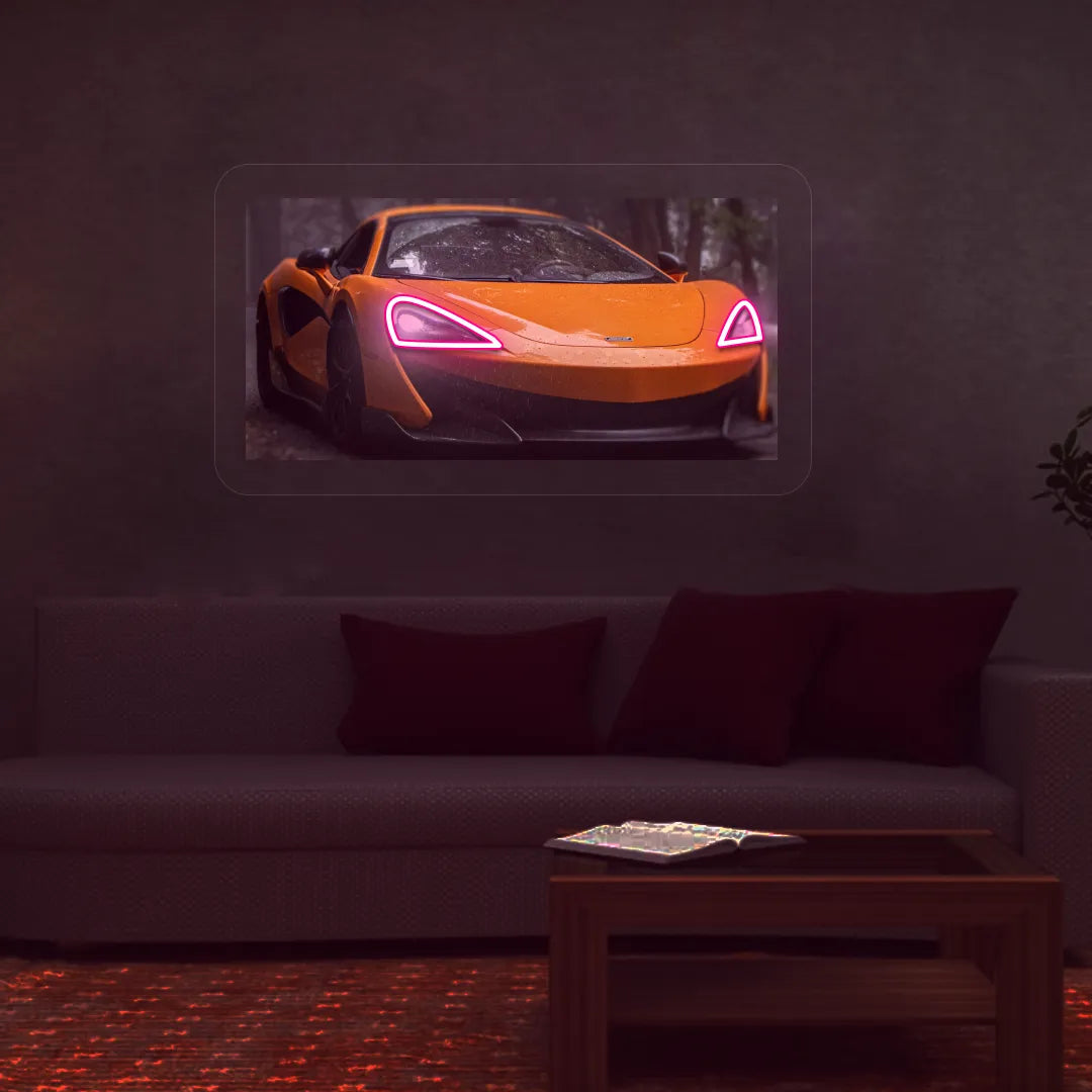 Orange Mc Supercar Headlight Neon Artwork | Pink