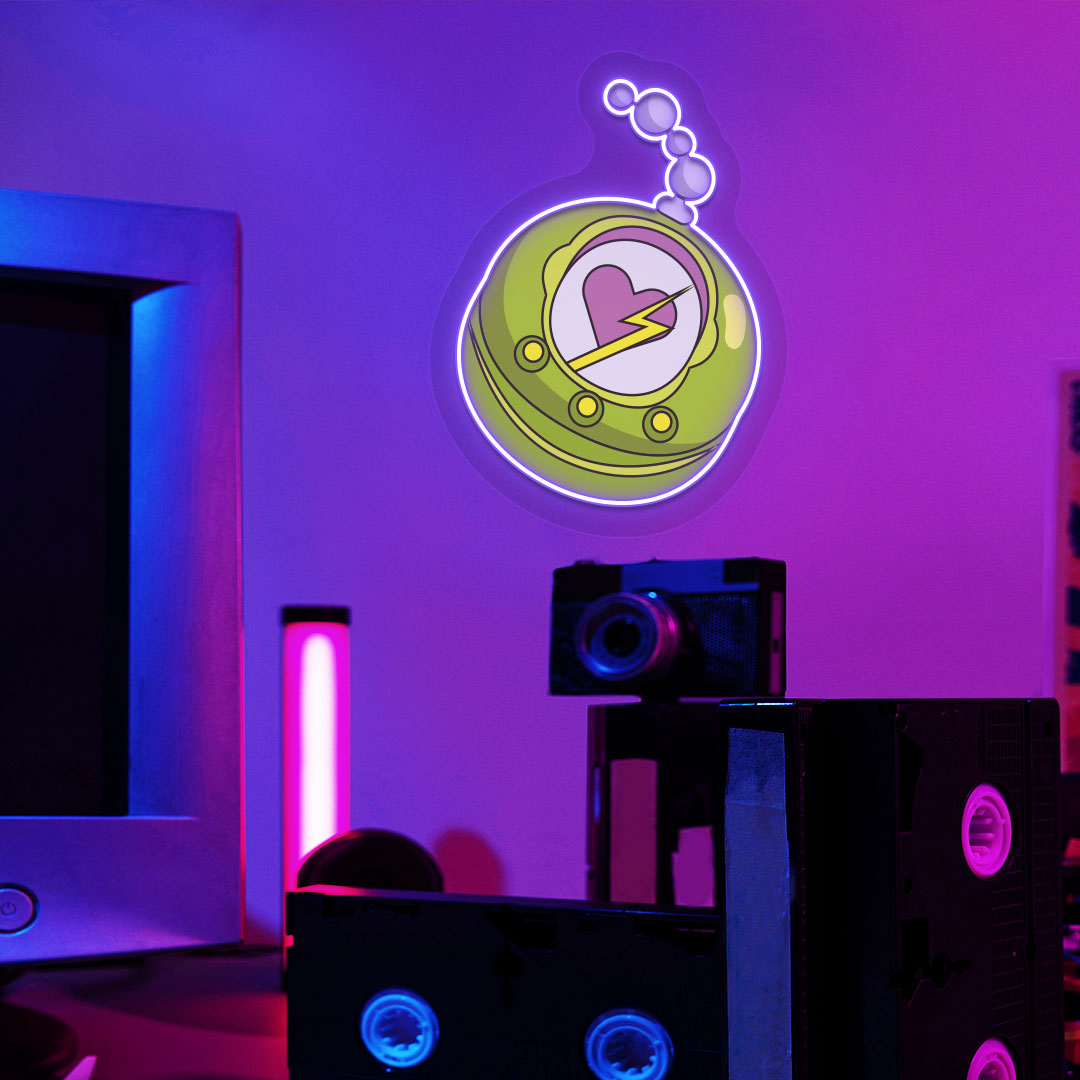 Heart Bolt Clutch Neon Artwork | Purple