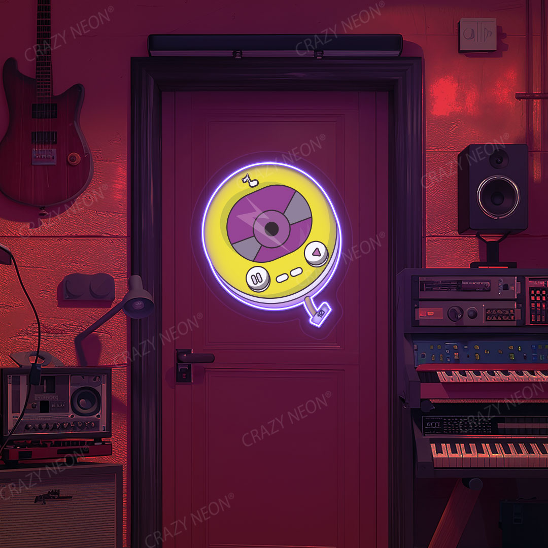 Vintage Music Neon Artwork | Purple