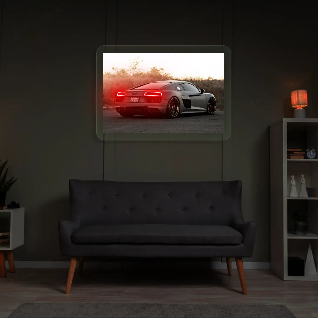 Grey R8 Backlight Neon Artwork | Red