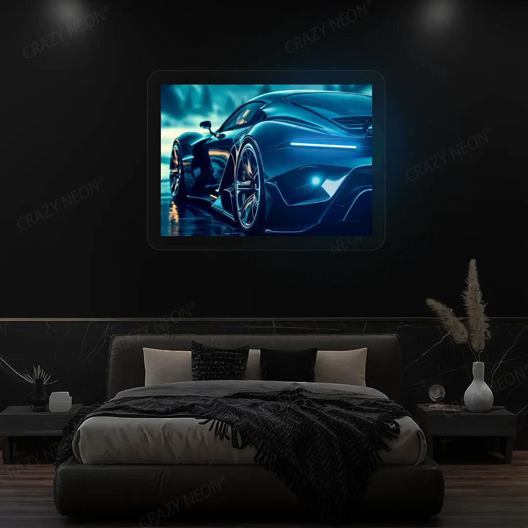 HyperSports Car Backlight Neon Artwork | Iceblue