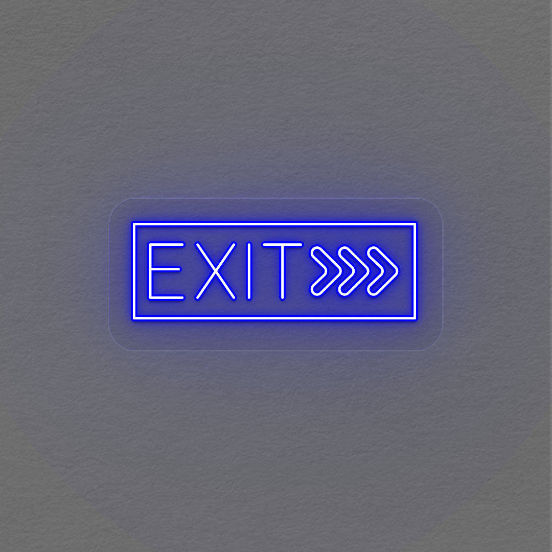 Exit With Arrow Neon Sign | Blue