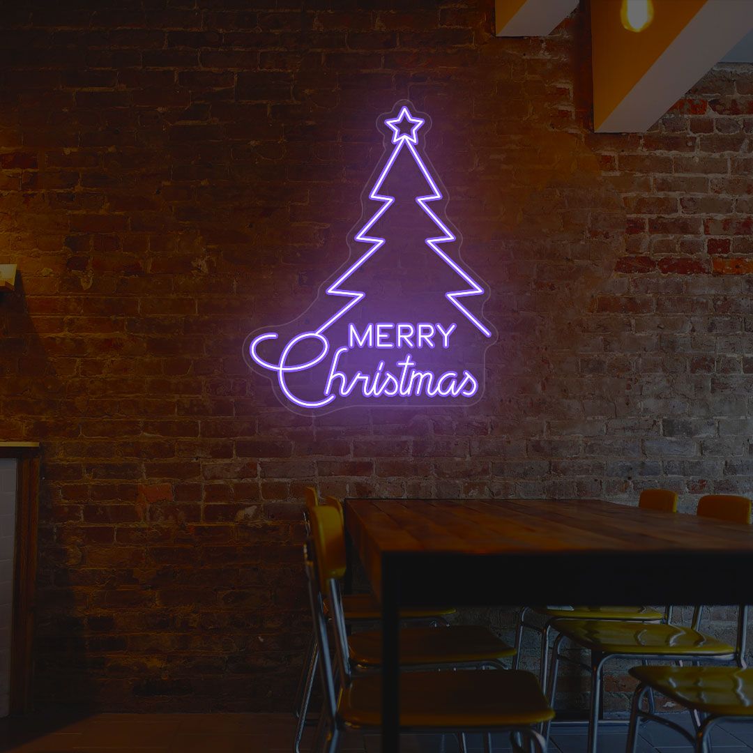 Merry Christmas With Tree Neon Sign