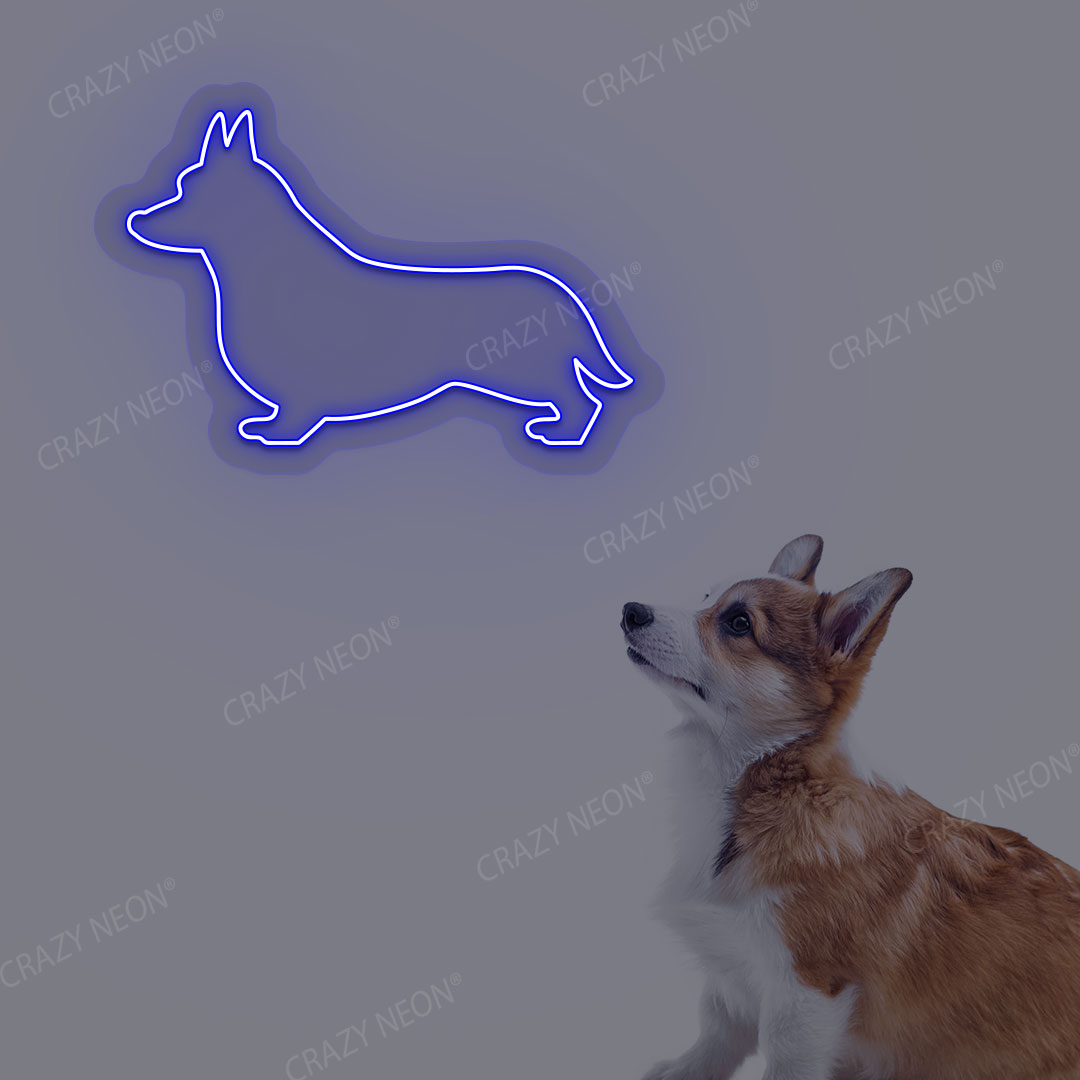 Welsh Corgi Dog Neon Sign | Blue