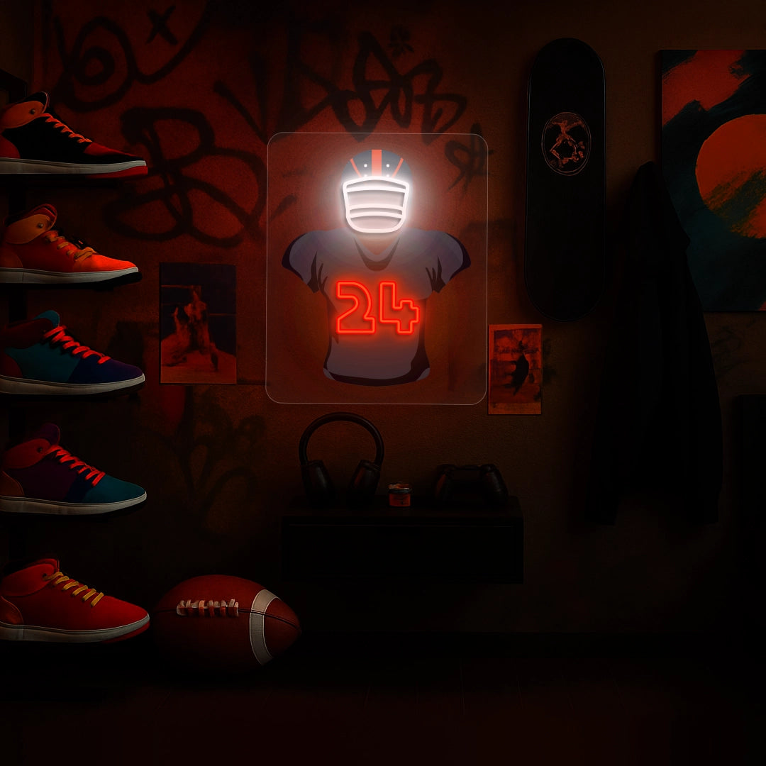 Houston Stingley Jr 24 Jersey Football Neon Artwork