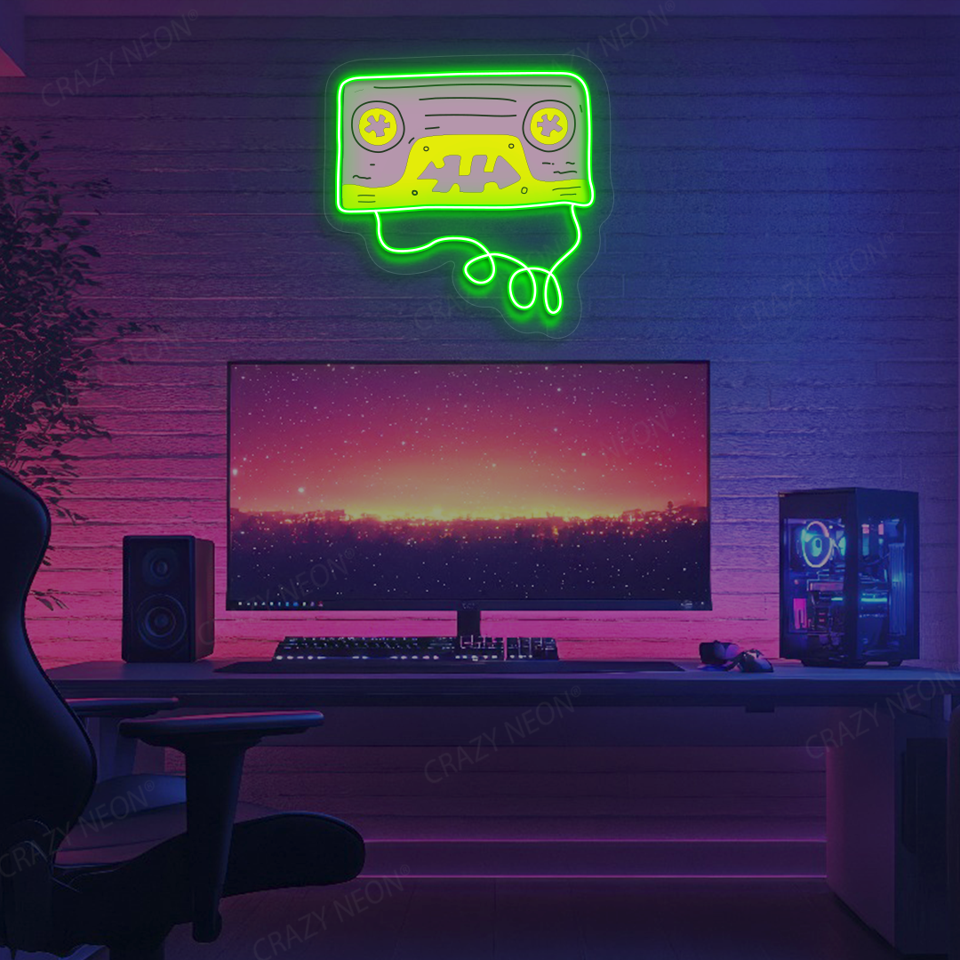 Throwback Cassette Tape Neon Artwork | Green