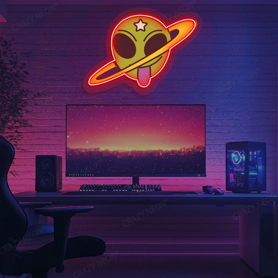 Outta This World Alien Neon Artwork | Red