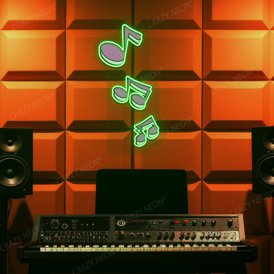 Musical Notes Neon Artwork | Green