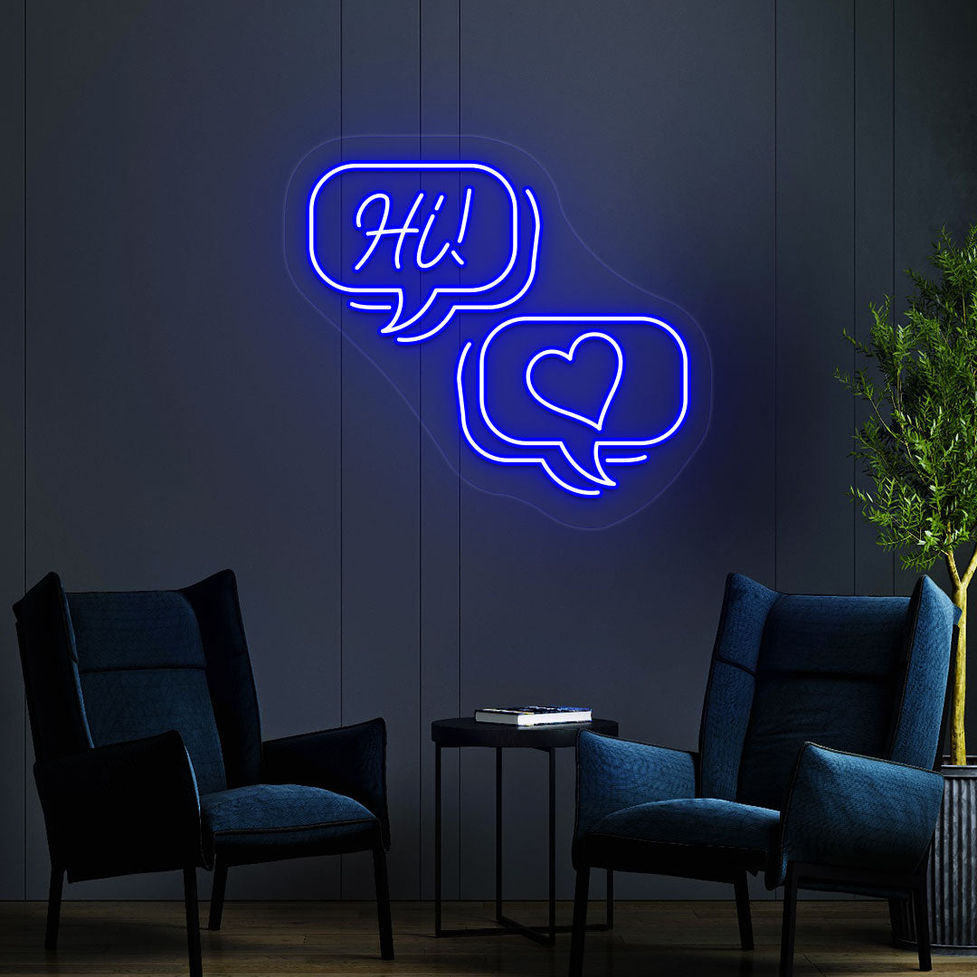 Hi Text Message Neon Sign | Blue