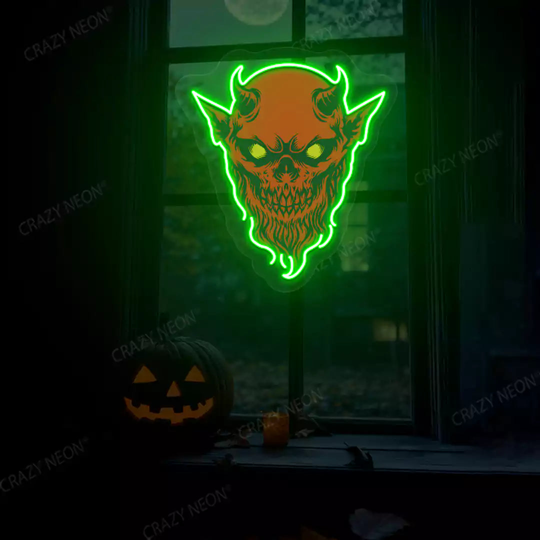 Demon Skull Neon Artwork | Green