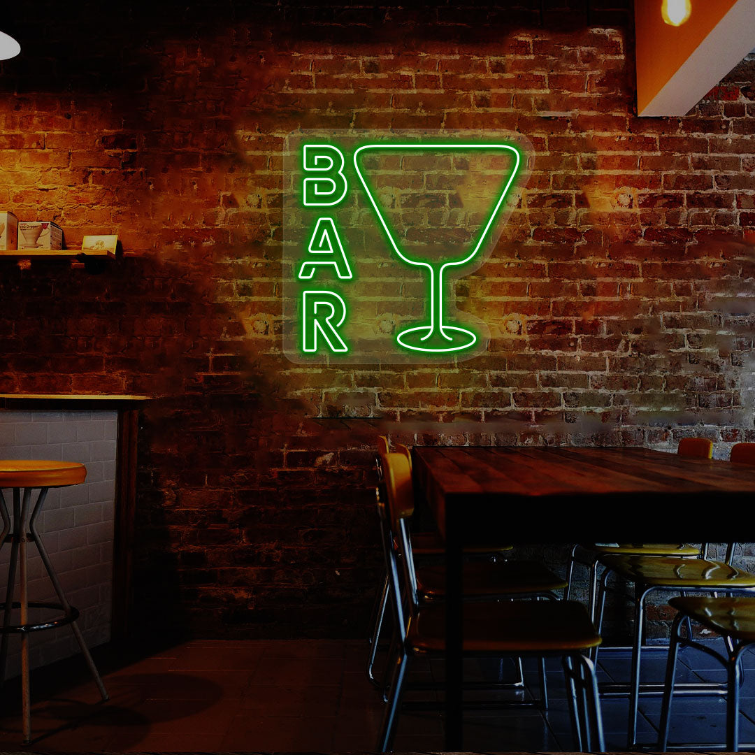 Bar and Glass Neon Sign | Green