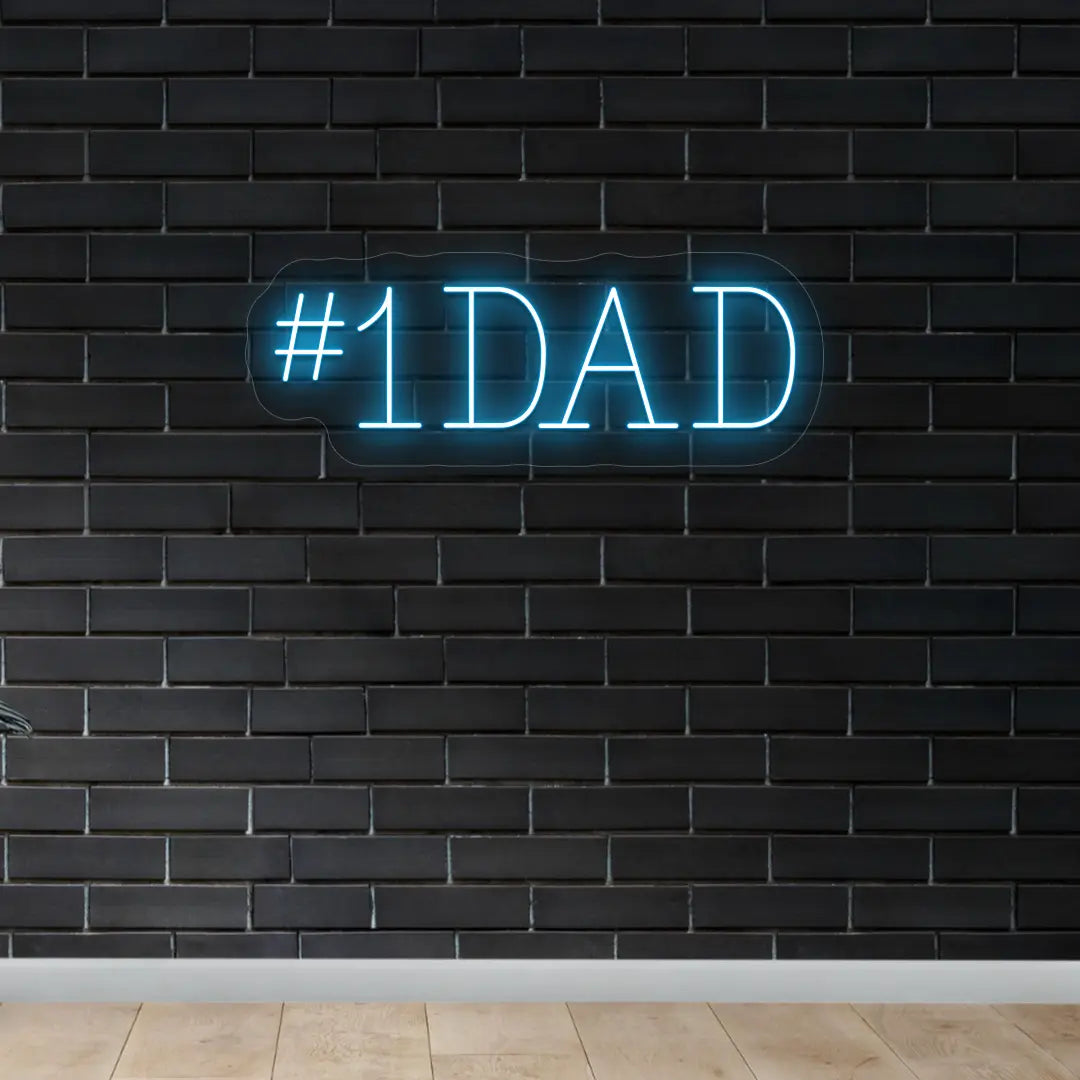#1 DAD LED Neon Sign | Iceblue
