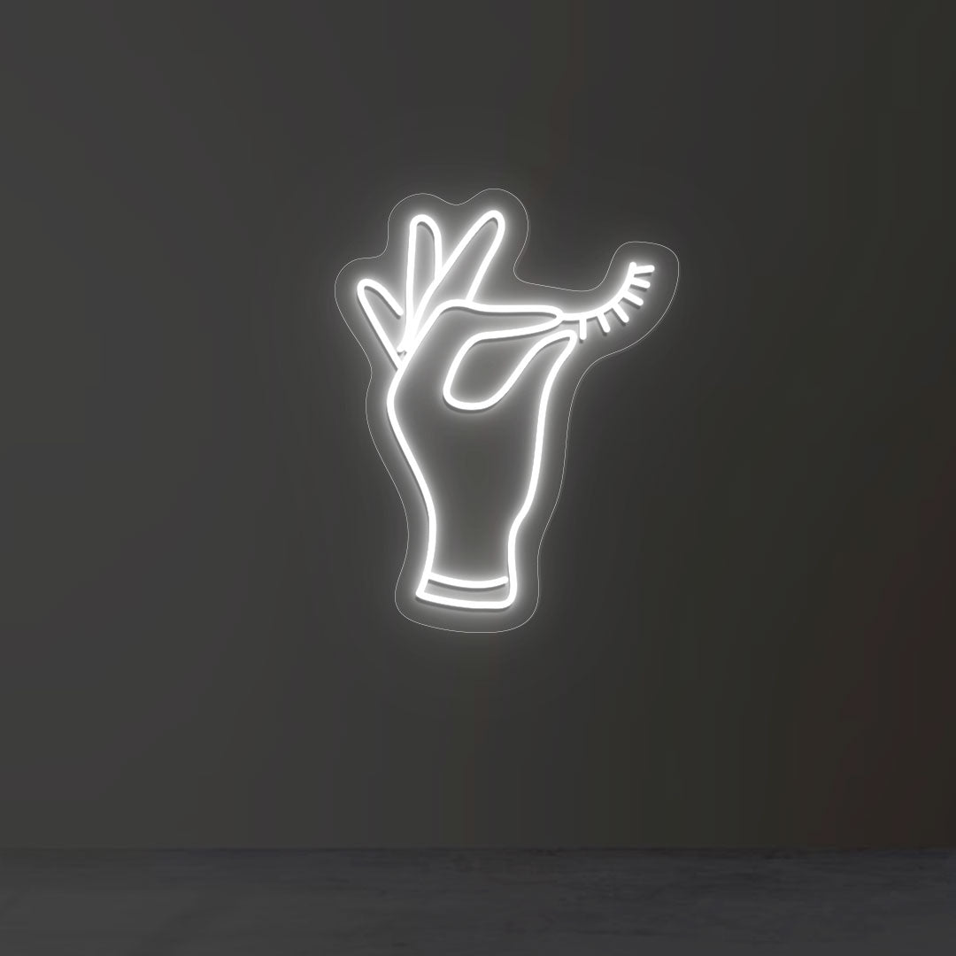 Hand Holding Eyelash Neon Sign | CNUS013090 | White