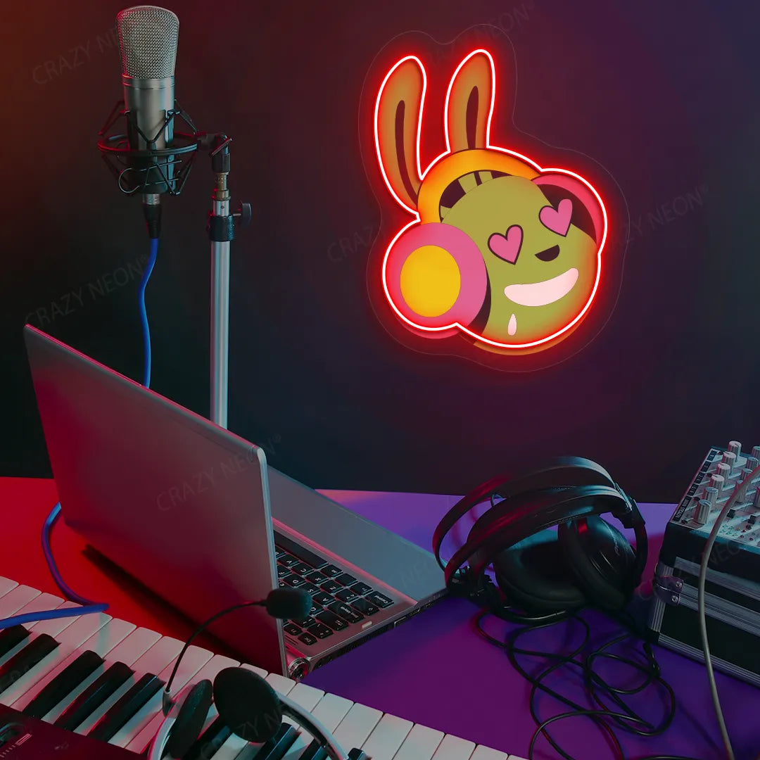 DJ Bunny Neon Artwork | Red
