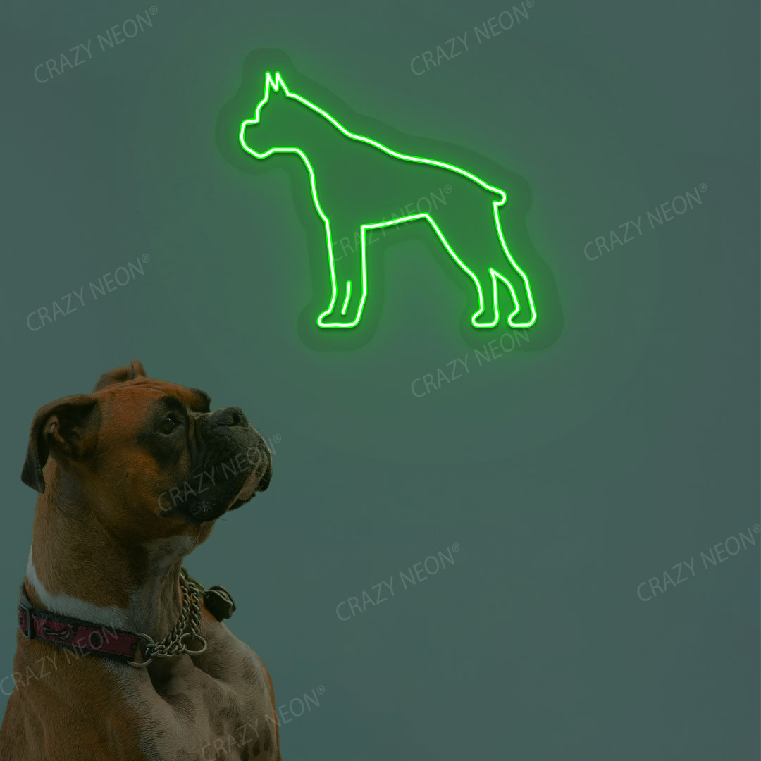 Boxer Dog Neon Sign | Green