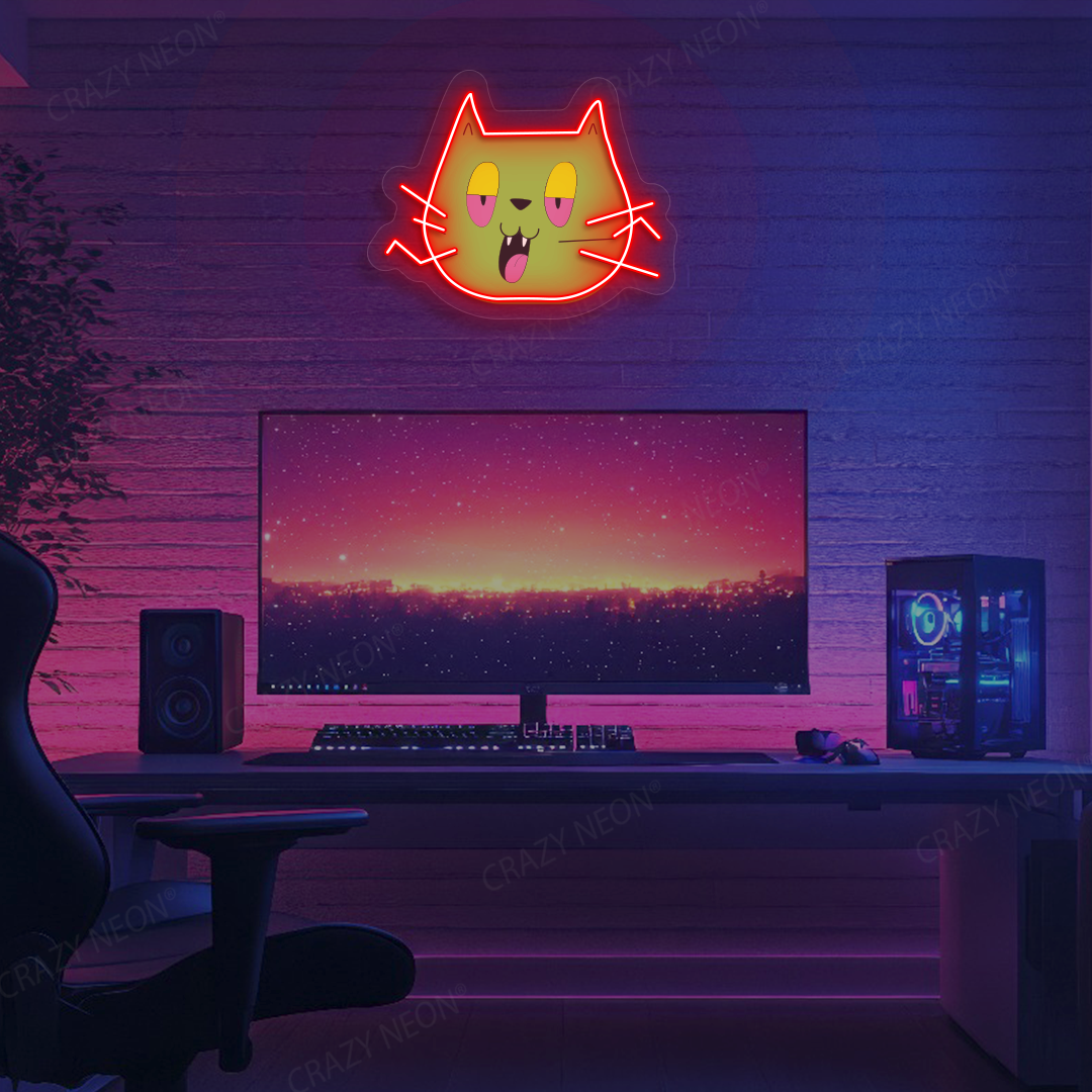 Blunt Cat Neon Artwork | Red