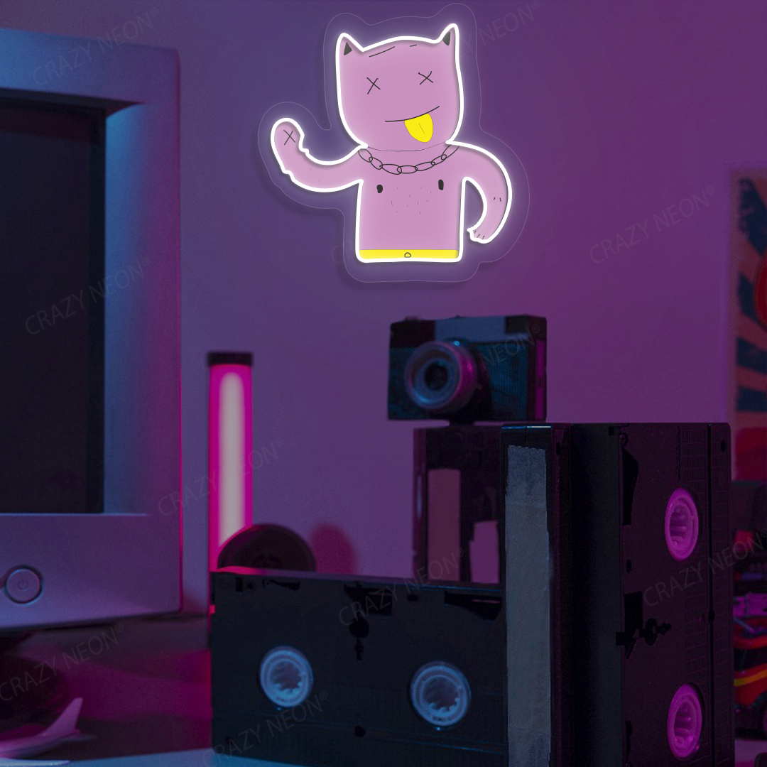 Zone Out Kitty Neon Artwork | Warmwhite