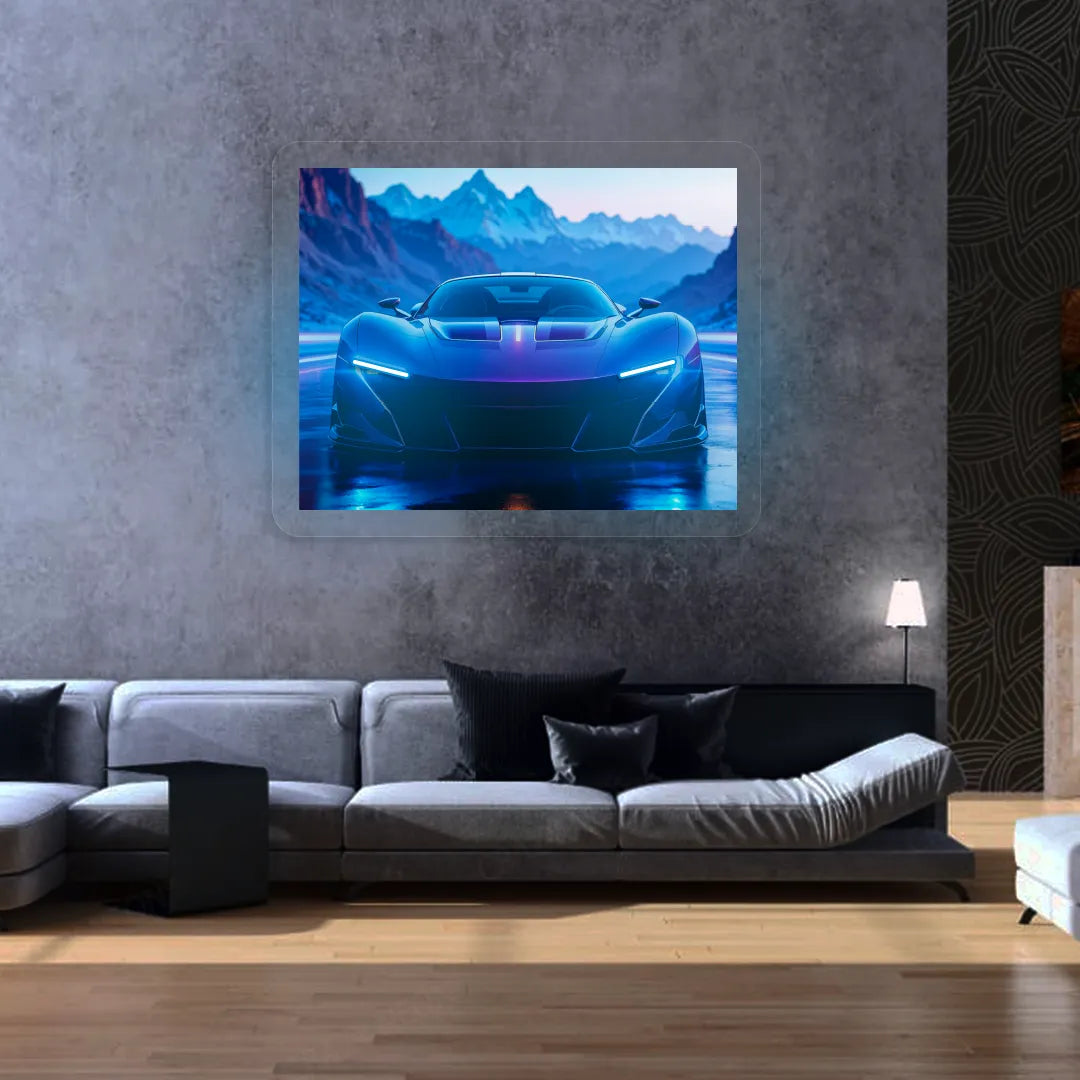 Concept Car Headlight Neon Artwork | Iceblue