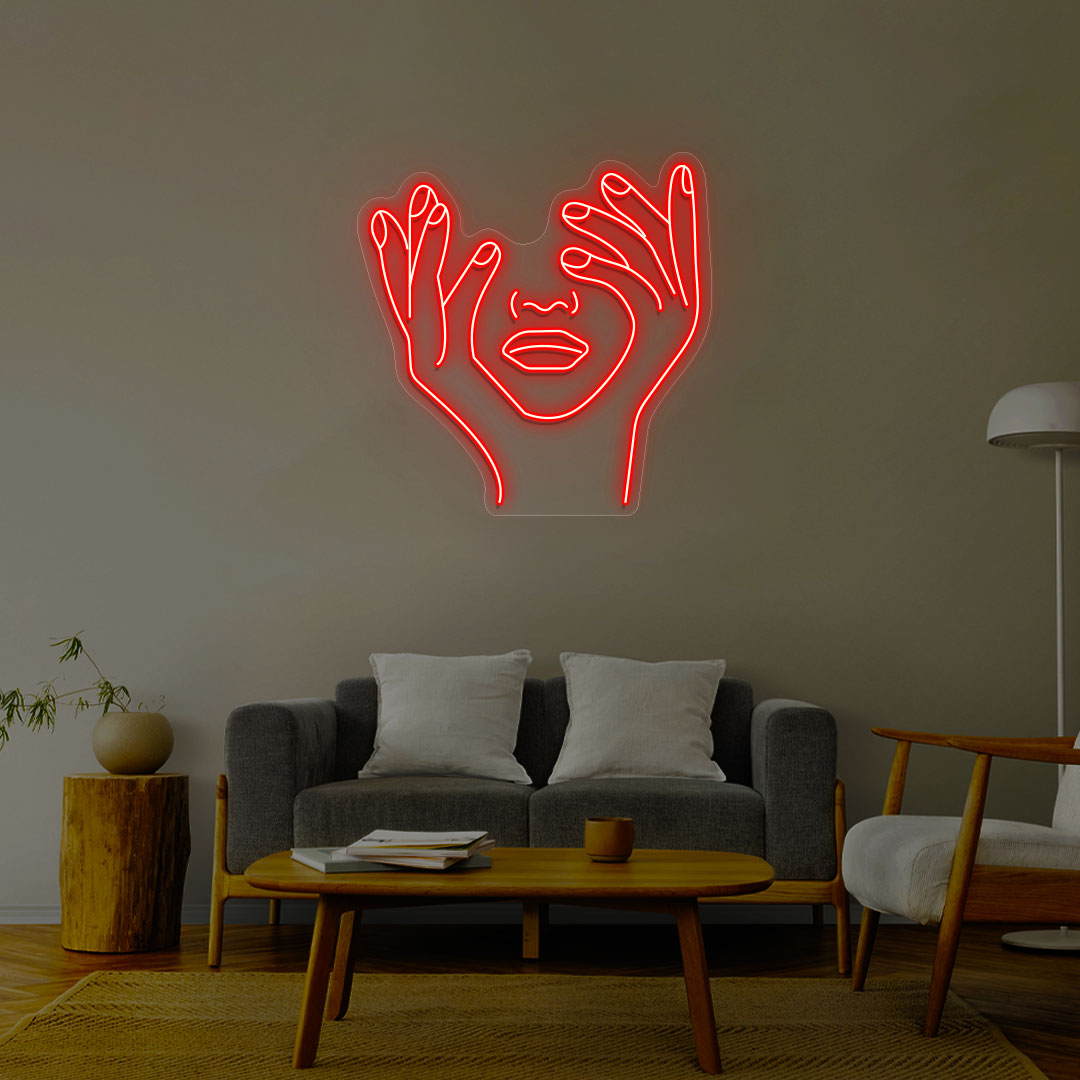 Aesthetic Face Neon Sign | Red