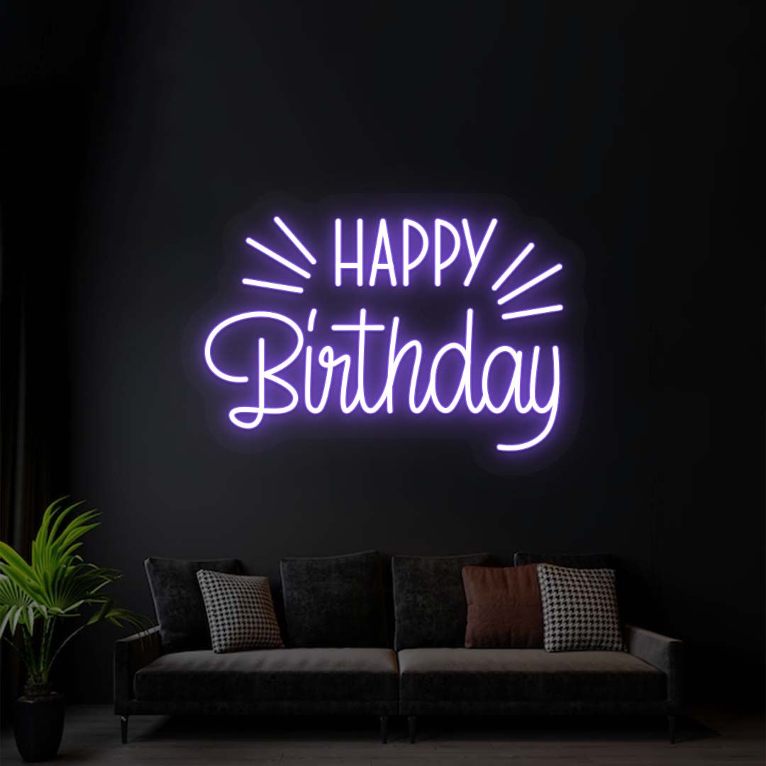 Happy Birthday Neon Sign | Purple