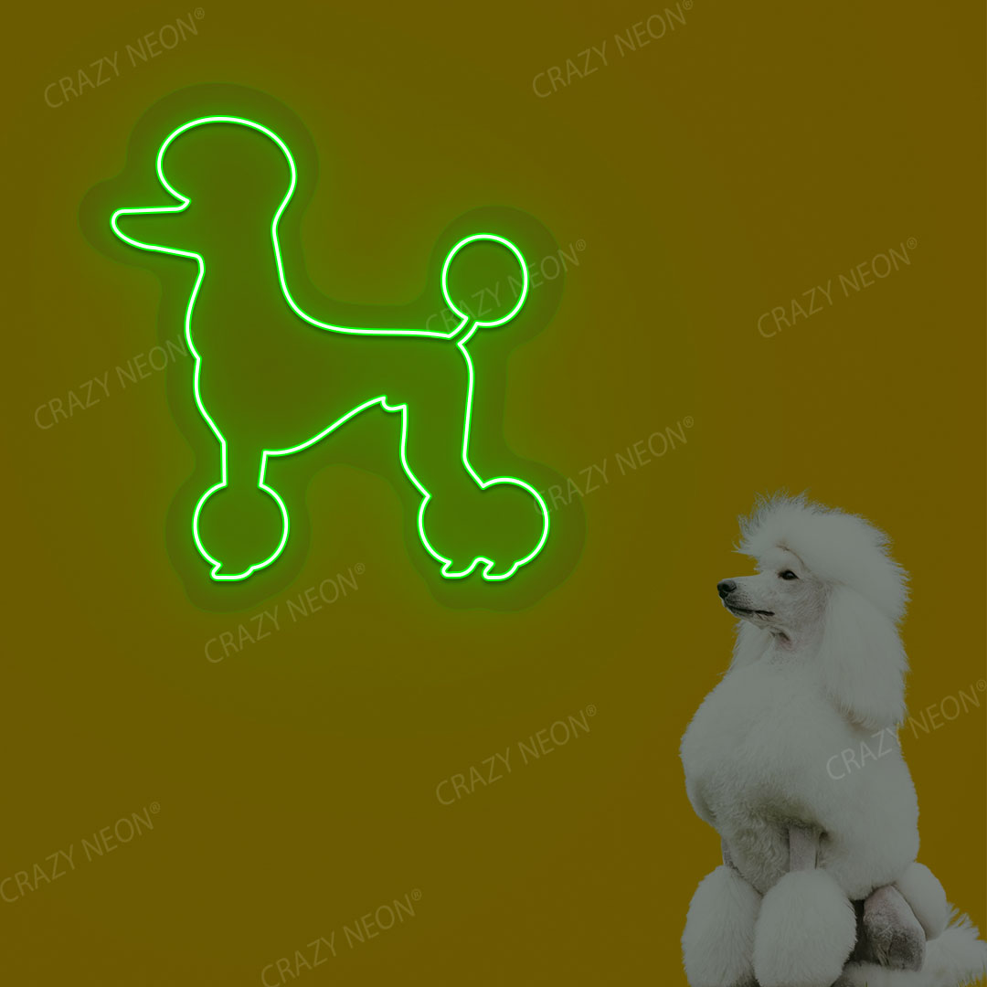 White Poodle Dog Neon Sign | Green
