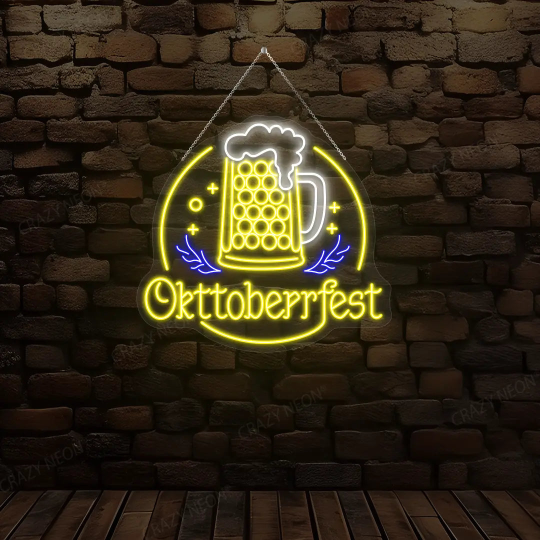 Oktoberfest Beer Mug Neon Sign | Yellow