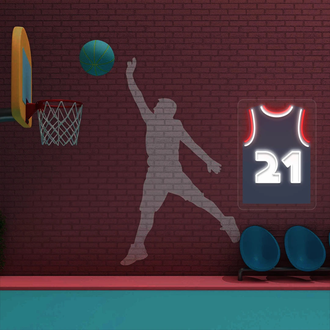 LA brown 21 Jersey Basketball Neon Artwork