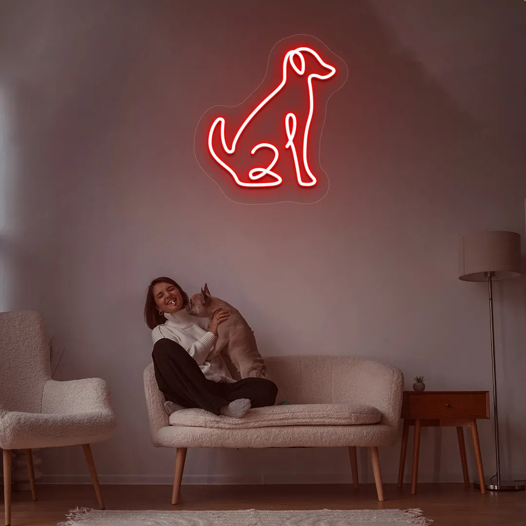 Contour Dog Neon Sign | Red