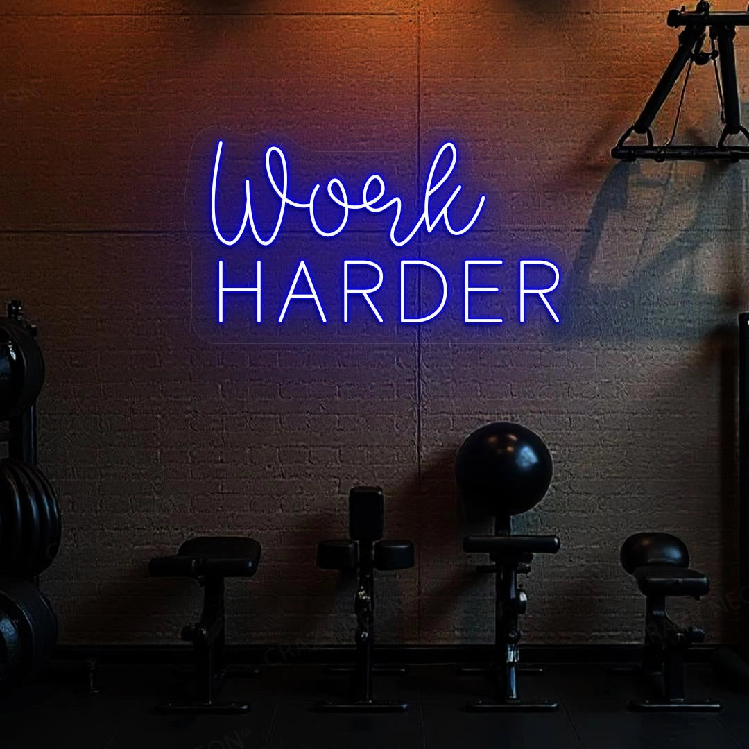 Work Harder Neon Sign | Blue