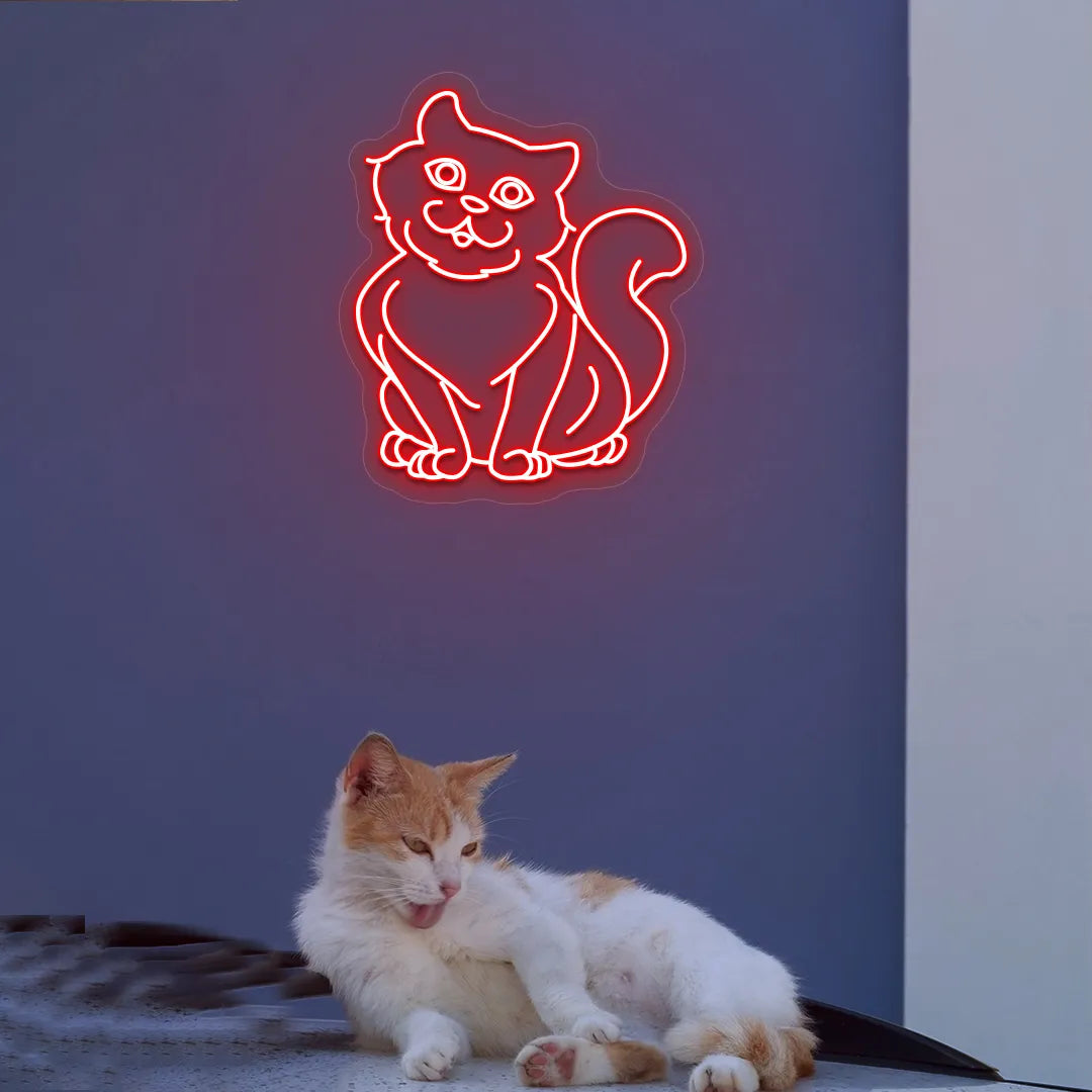 Meowster Cat Neon Sign | Red