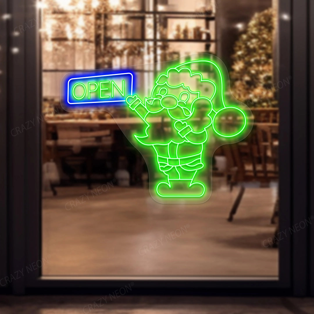 Open Santa Neon Sign | Green
