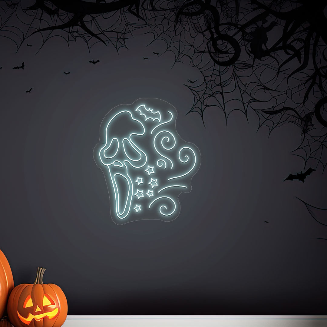 Scary Ghost Face Neon Sign | Iceblue