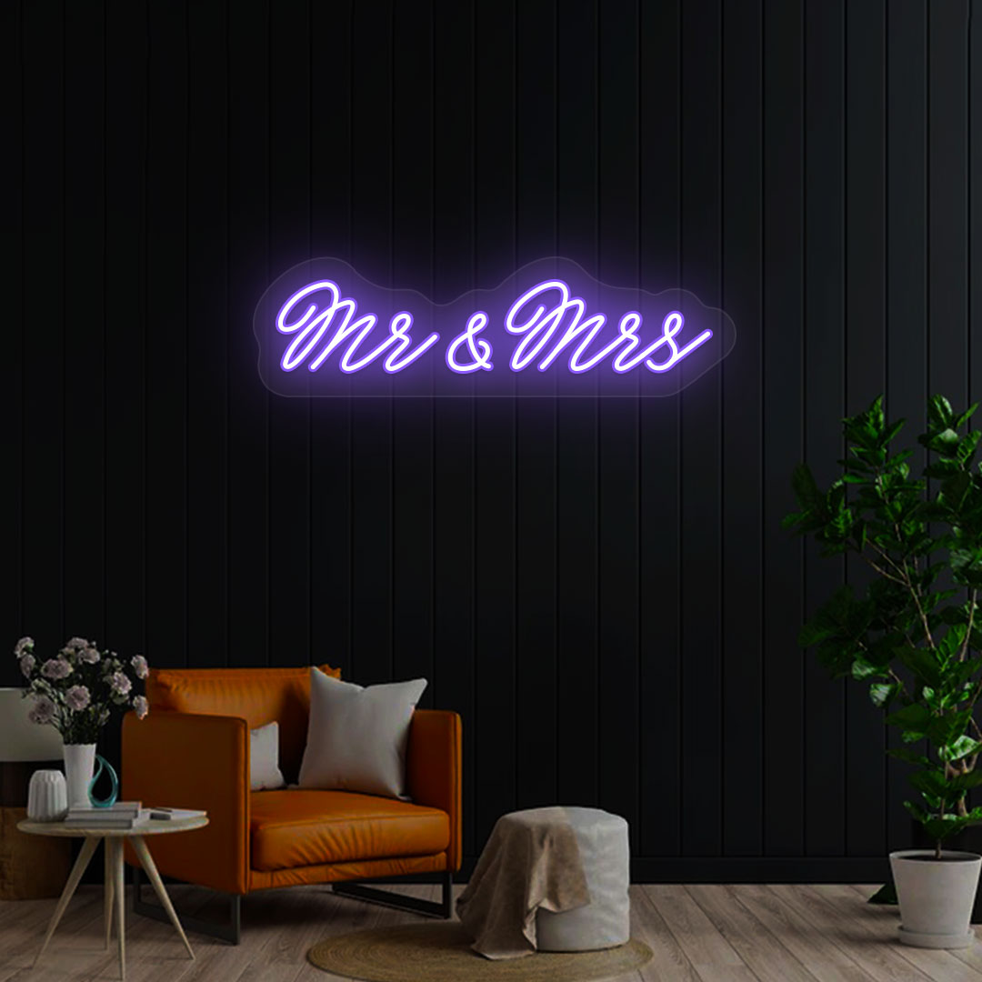 Mr & Mrs Neon Sign | Purple
