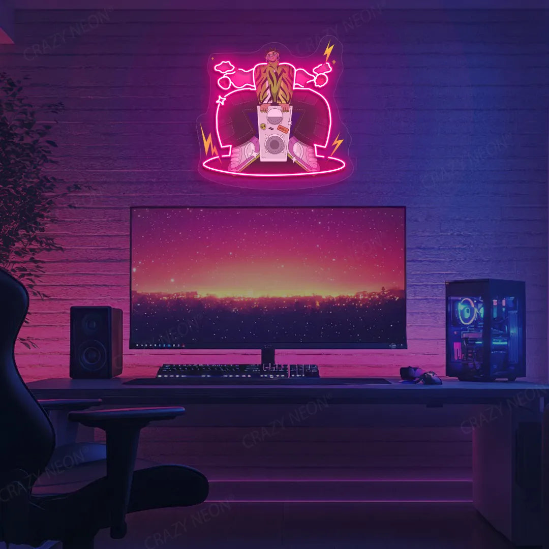 Boombox Vibe Neon Artwork | Pink