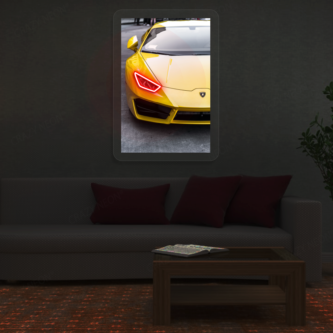 Lambo Huracán Headlight Neon Artwork | Red