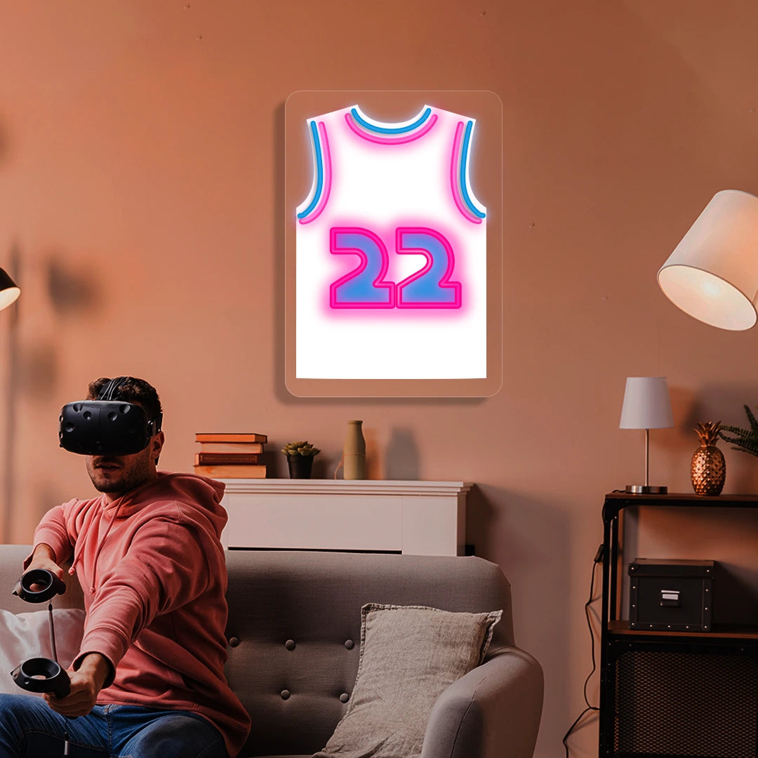 Miami Wiggins 22 Jersey Basketball Neon Artwork