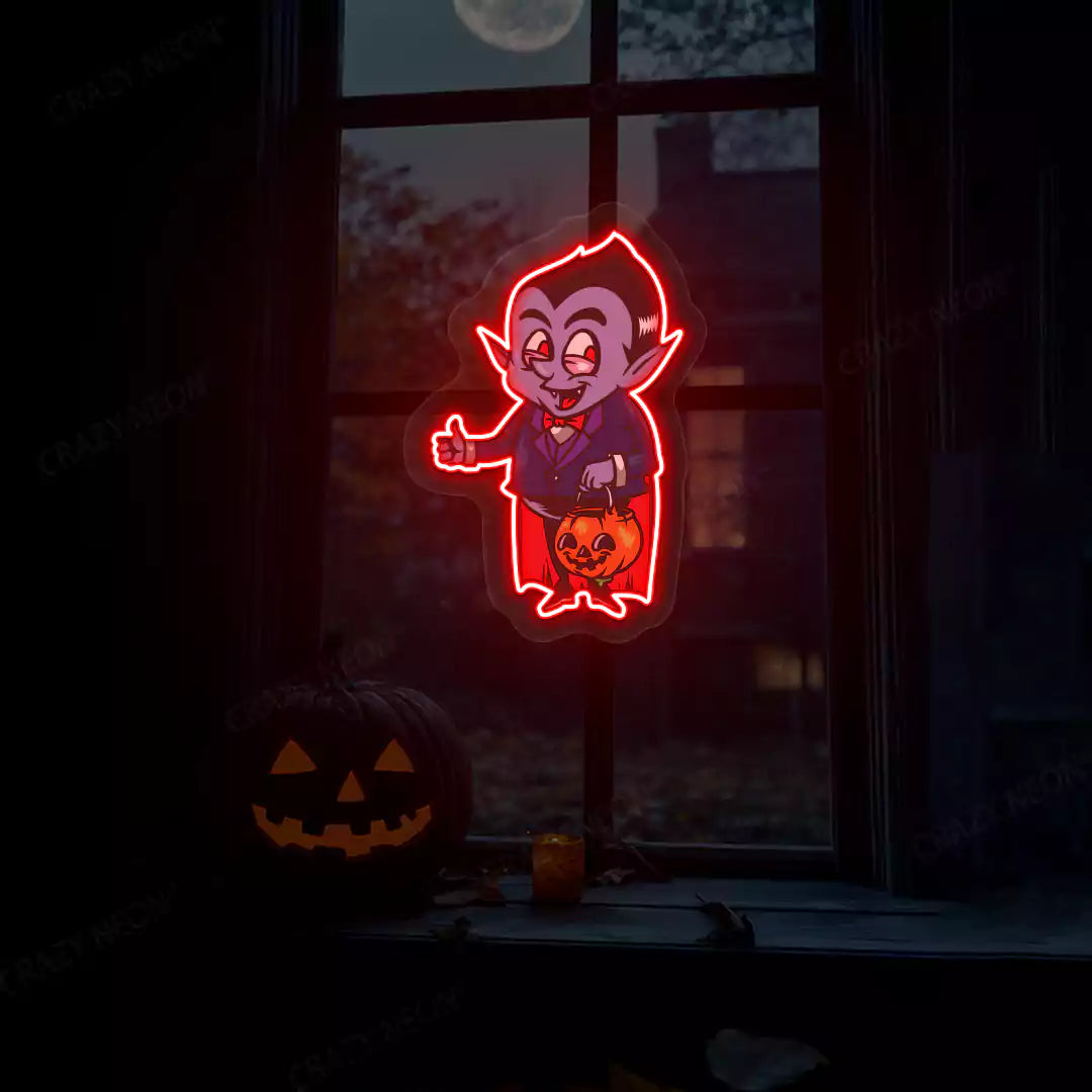 Trick-or-Treat Vampire Neon Artwork | Red