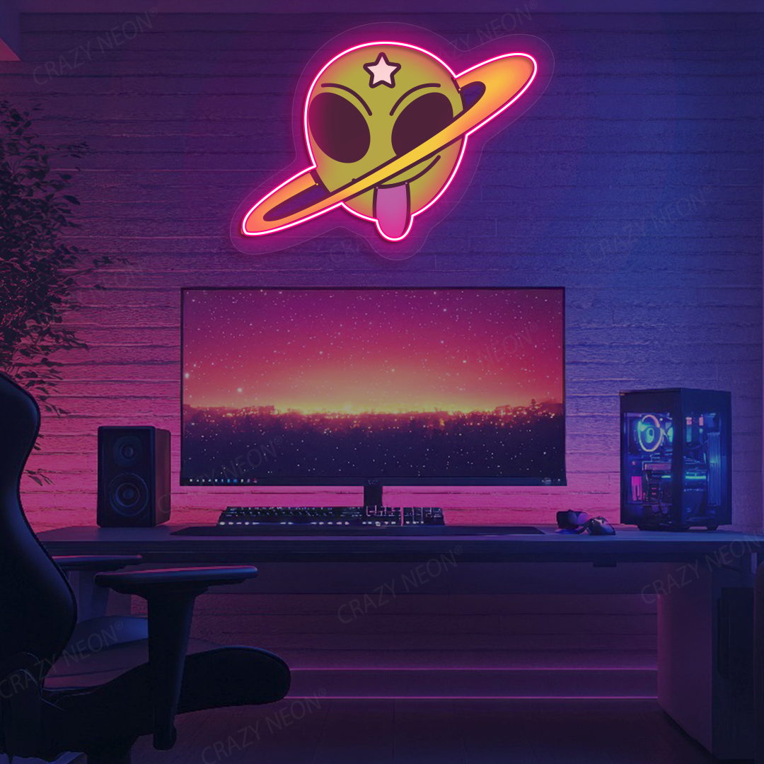 Outta This World Alien Neon Artwork | Pink