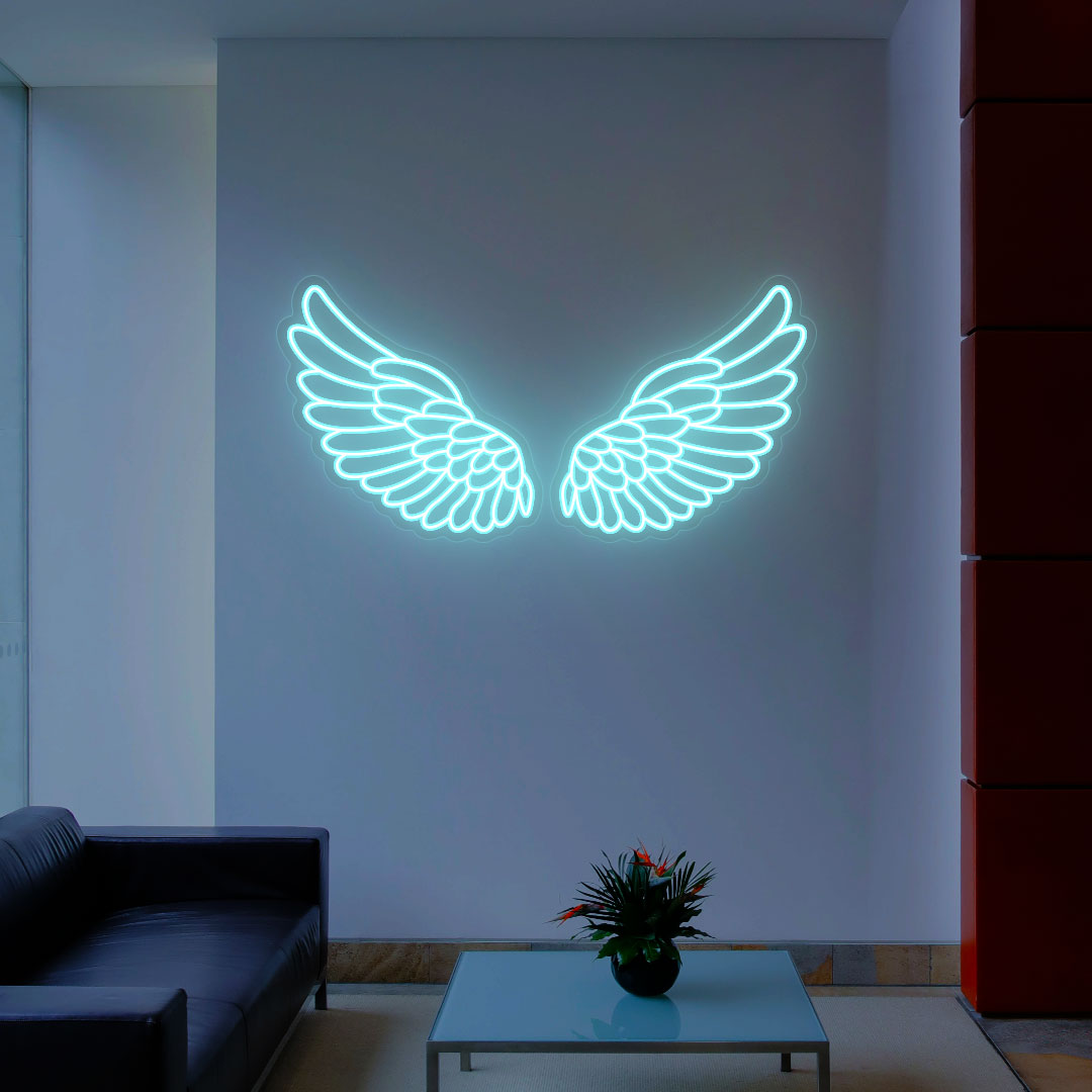 ArchAngel Wings Neon Sign | Ice Blue
