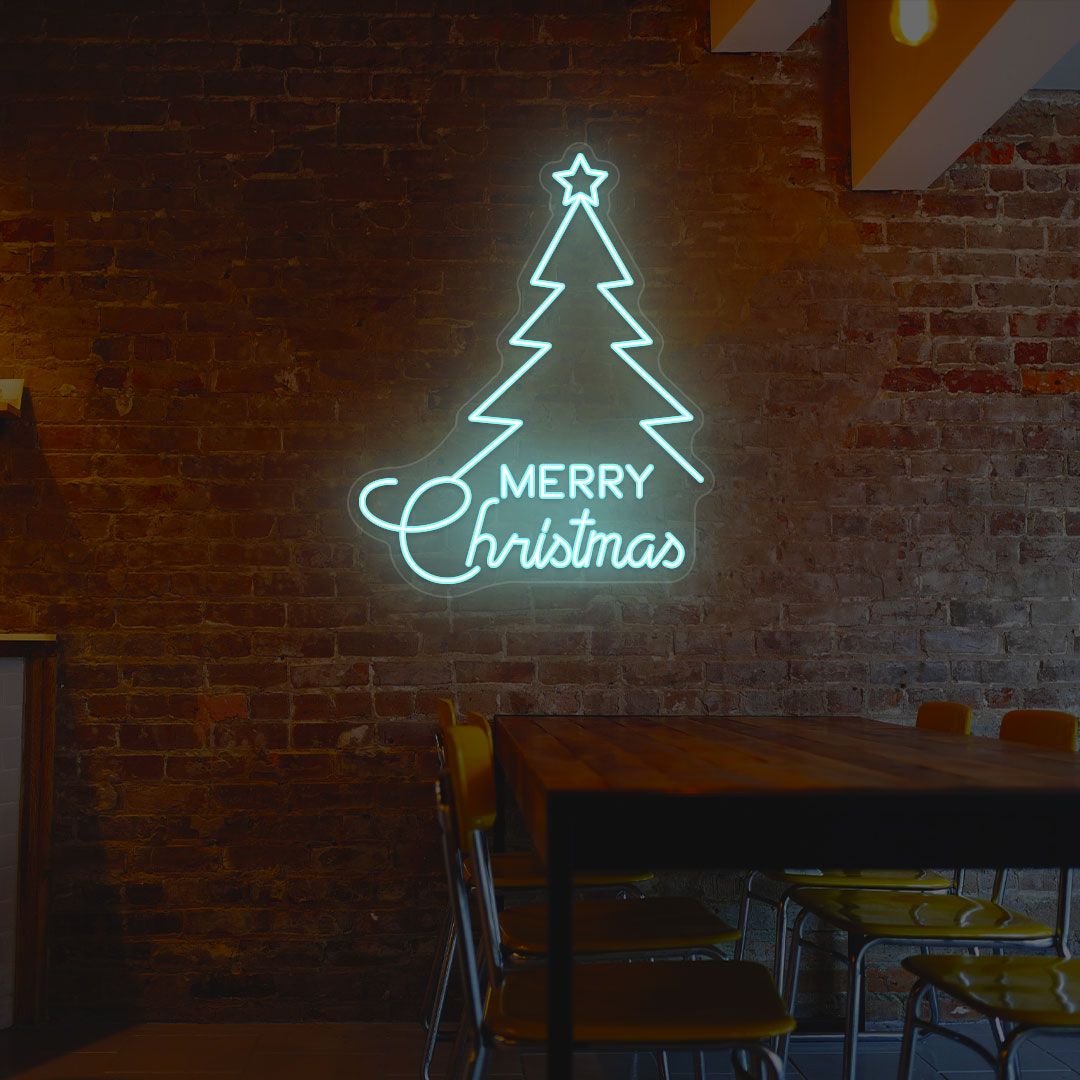 Merry Christmas With Tree Neon Sign