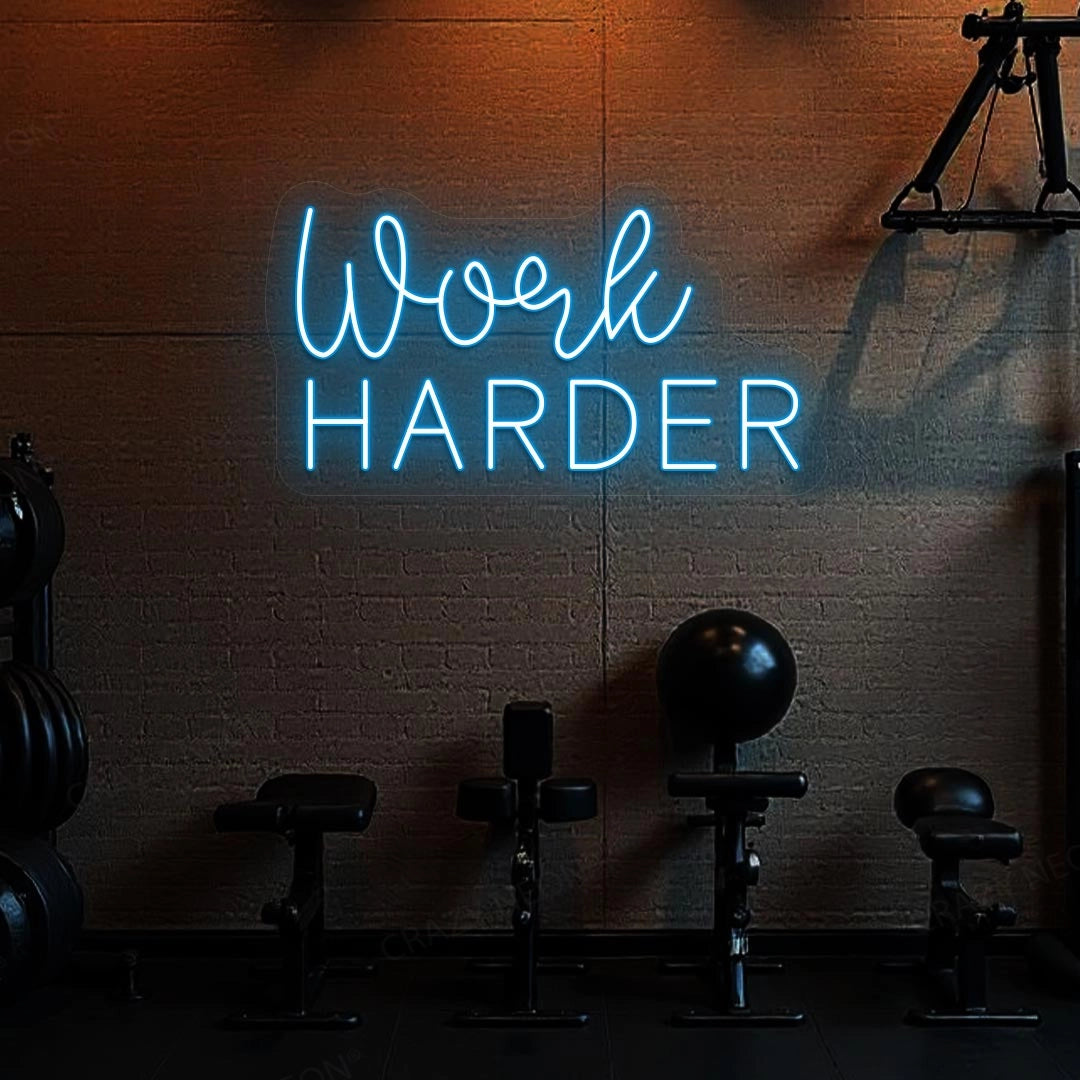 Work Harder Neon Sign | Iceblue