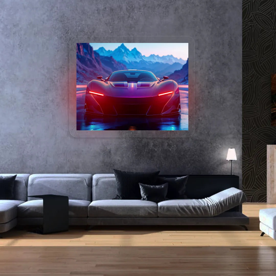 Concept Car Headlight Neon Artwork | red