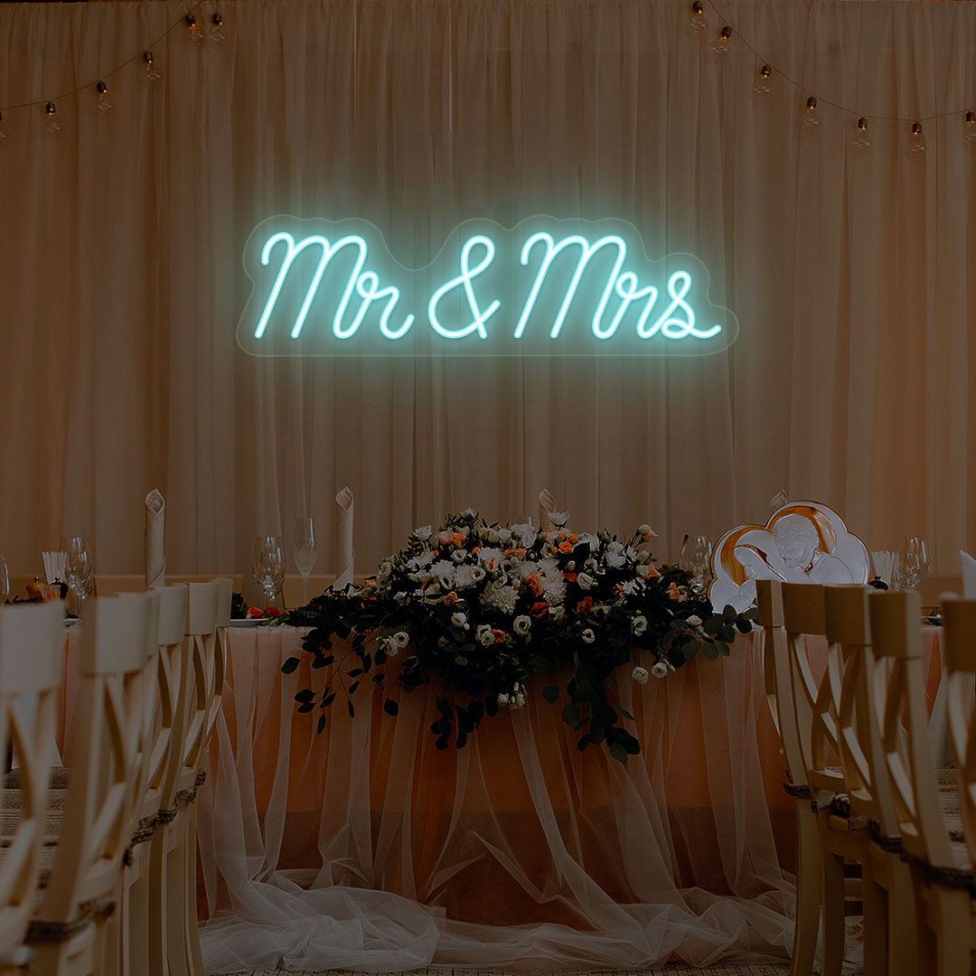 Mr & Mrs Neon Sign | iceblue