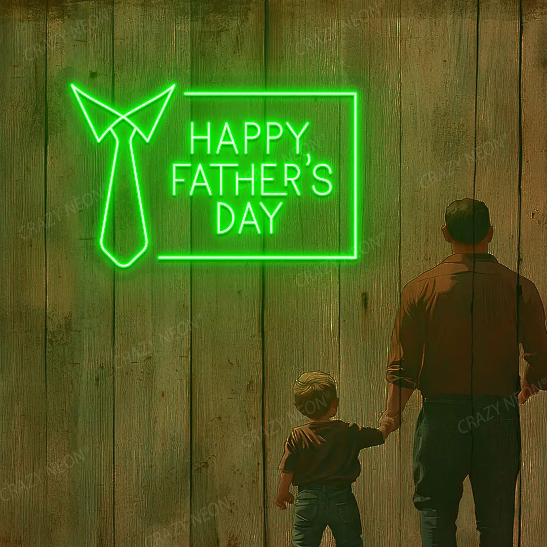 Happy Father's Day With Tie Neon Sign | Green